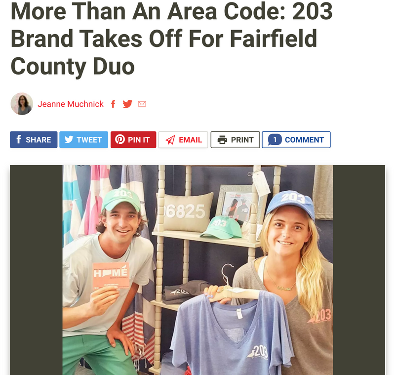 The Daily Voice: More Than an Area Code: 203 Brand Takes Off For Fairfield County Duo