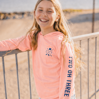 Kids Coral Hooded UPF Sun Shirt