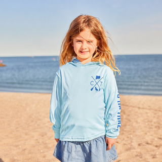 Kids Blue Hooded UPF Sun Shirt