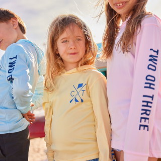 Kid's Blue Hooded UPF Sun Shirt